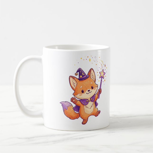 Mug Renard sorcier mignon lançant un sortilège d'Hallo (Gauche)