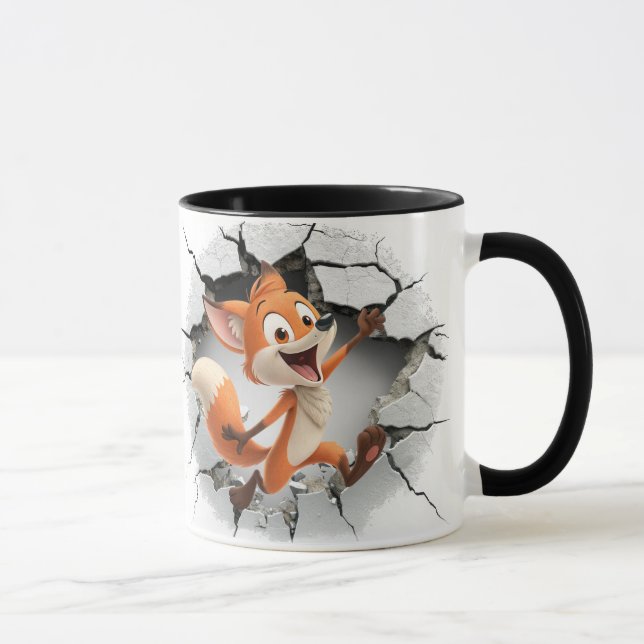 Mug Renard sortant d'un mur fissuré (Droite)