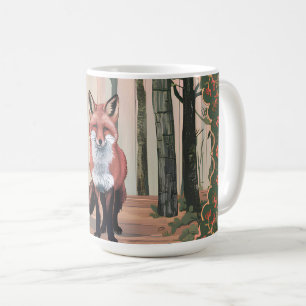 Mug Renard vintage dans les bois, art inspiré de la na