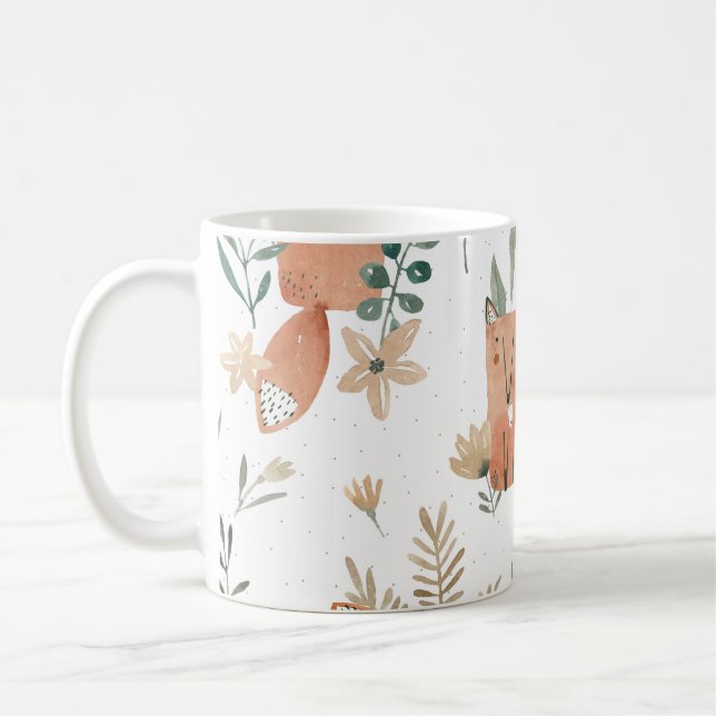 Mug Renards dans les prés : Aquarelle transparente (Gauche)