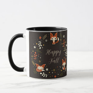 Mug Renards d'automne avec texte personnalisable