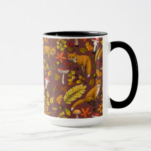 Mug Renards d'automne sur chocolat brun