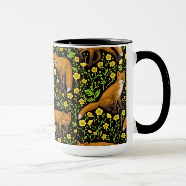 Mug Renards et papillons sur le noir (Droite)