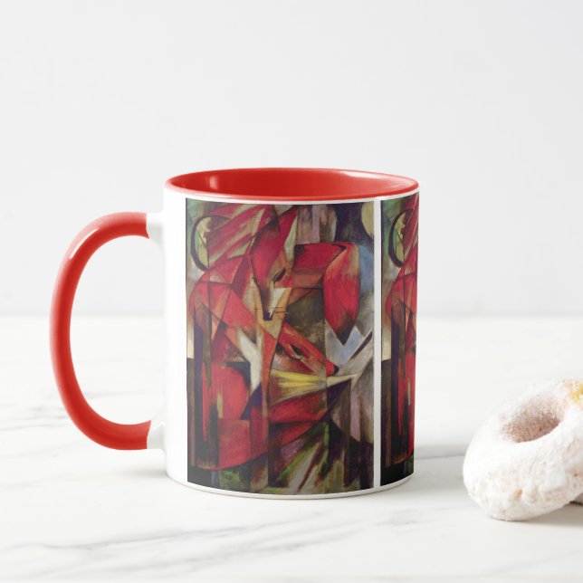 Mug Renards par Franz Marc, Art Cubisme Abstrait Vinta (Avec donut)