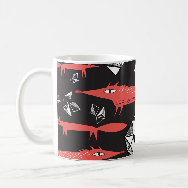 Mug Renards Rouges : Arrière - plan Sombre Sans Couleu (Gauche)