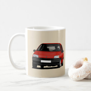 Mug Renault Clio I, illustration rouge x 2