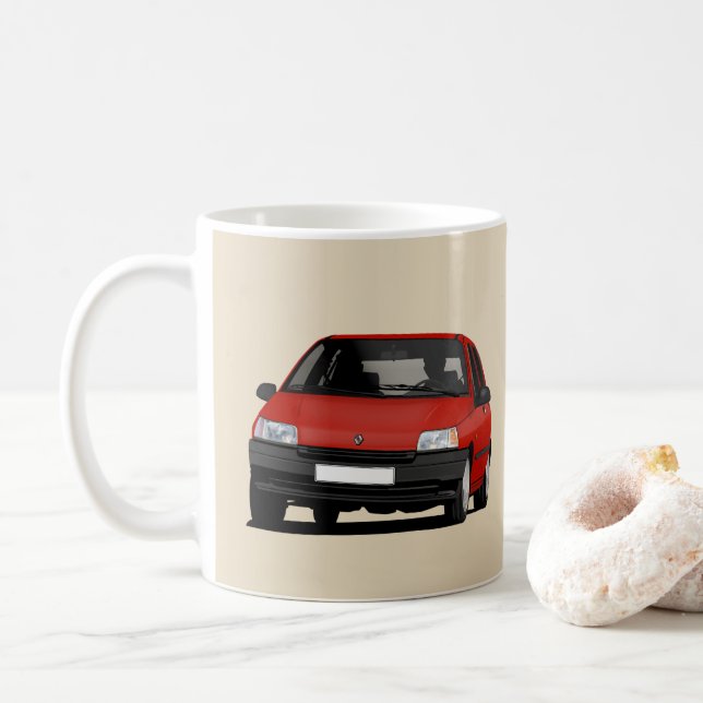 Mug Renault Clio I,  illustration rouge x 2 (Avec donut)