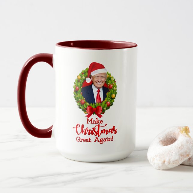Mug Rendre Noël à la grandeur Trump MAGA cadeau amusan (Avec donut)
