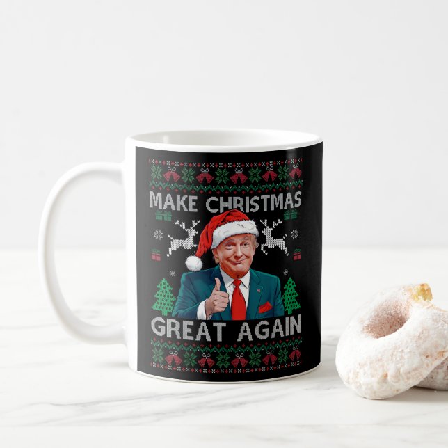 Mug Rendre Noël super à nouveau amusant Trump Noël (Avec donut)