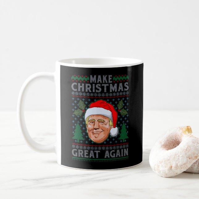 Mug Rendre Noël super à nouveau drôle Trump mauvais No (Avec donut)