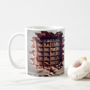 Mug rendu 3D d'un trou dans un mur de brique