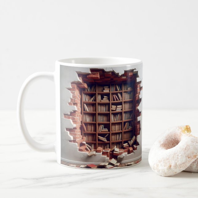 Mug rendu 3D d'un trou dans un mur de brique (Avec donut)