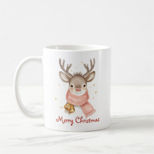 Mug Renne au texte personnalisé portant une écharpe ro