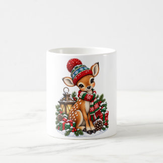 Mug Renne de Noël Vintage Rétro Fêtes d'Hiver
