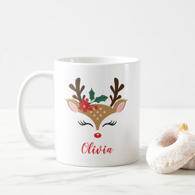 Mug Renne de Noël Visage Mignon (Avec donut)