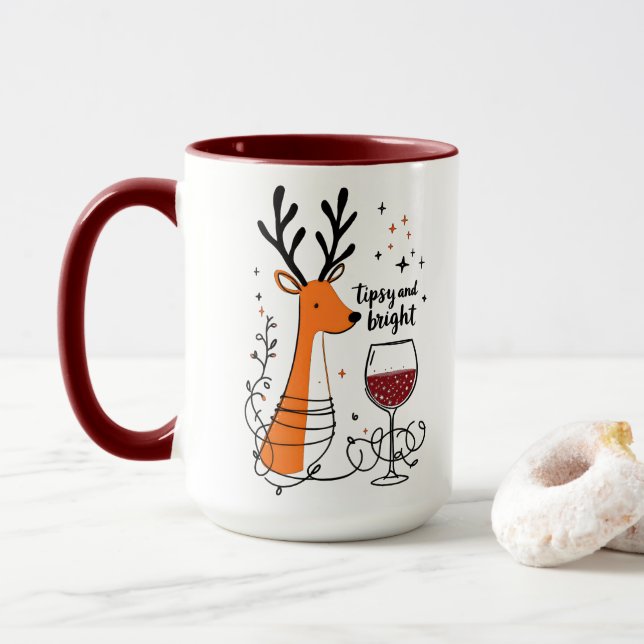 Mug Renne ivre et lumineux  (Avec donut)