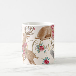 Mug Rennes adorables, Oiseaux, Fleurs