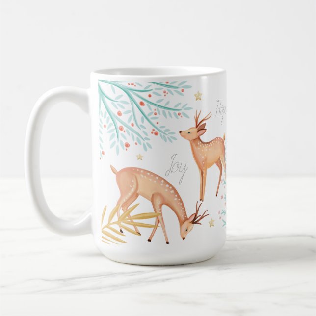 Mug Rennes de forêt boisée & Scène d'arbres de Noël (Gauche)