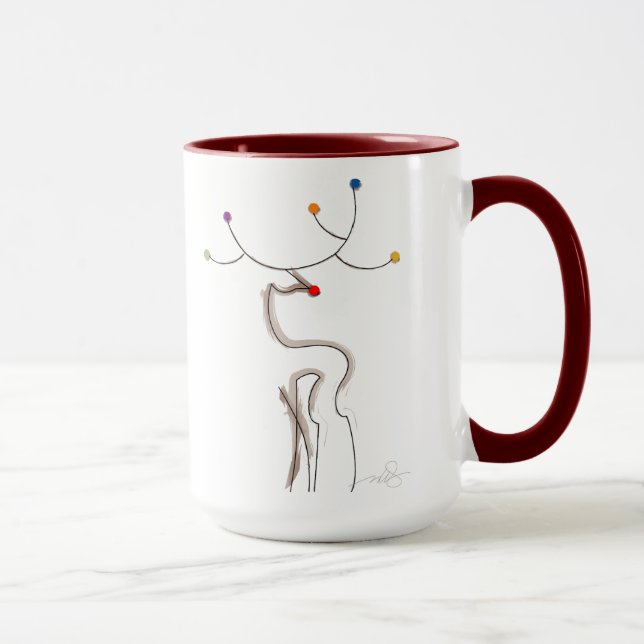 Mug Rennes de Noël à nez rouge (Droite)