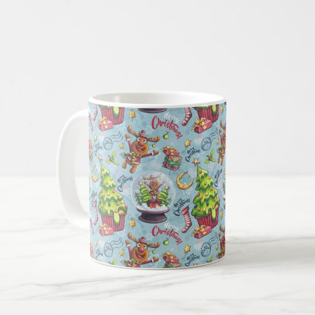 Mug Rennes de Noël et boules à neige (Devant gauche)