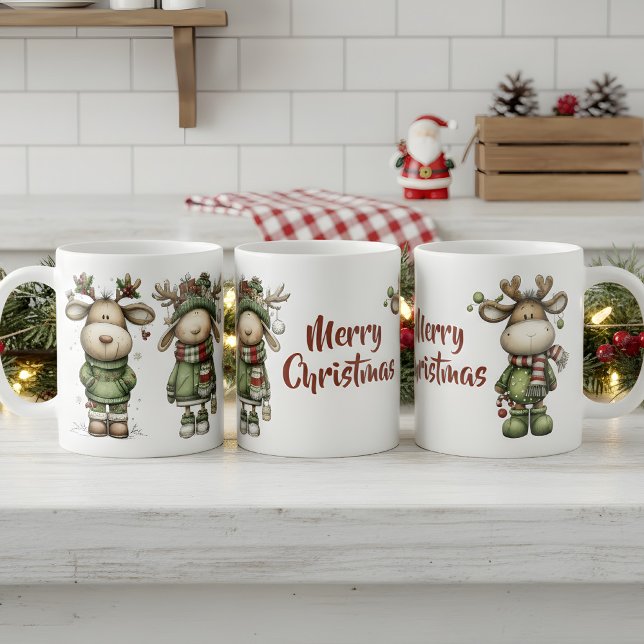 Mug Rennes de Noël mignons (cute christmas reindeer mug)