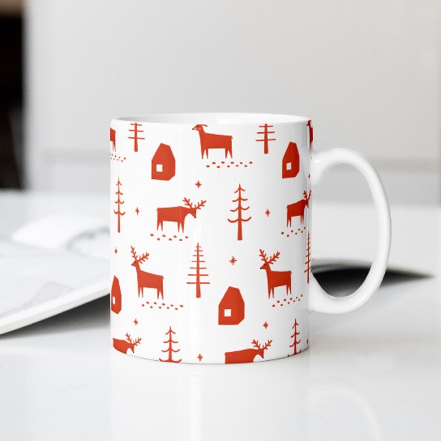 Mug Rennes de Noël. Motif d'animaux des bois rouges (Créateur téléchargé)