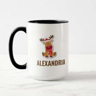 Mug Rennes de Rudolph mignon Noël Nom personnalisé