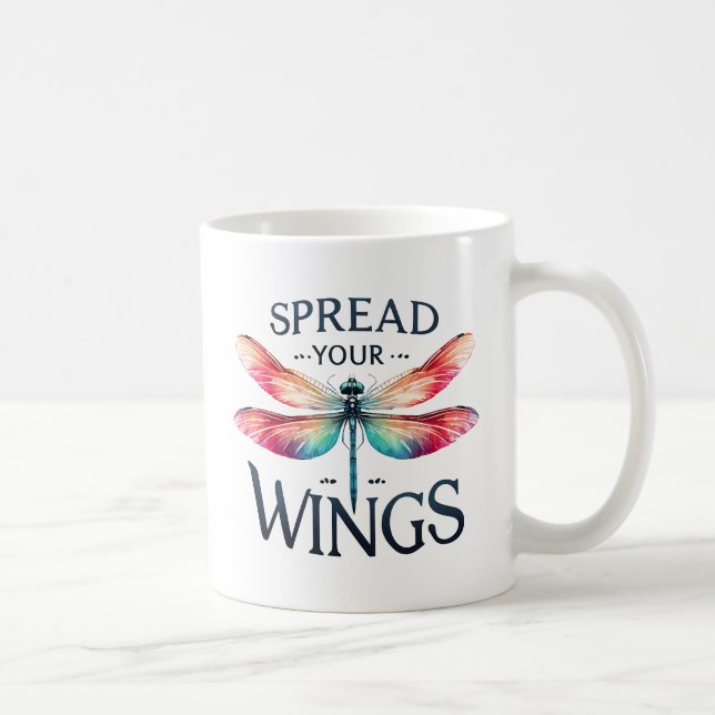 Mug Répandre vos ailes - libellule artistique (Droite)