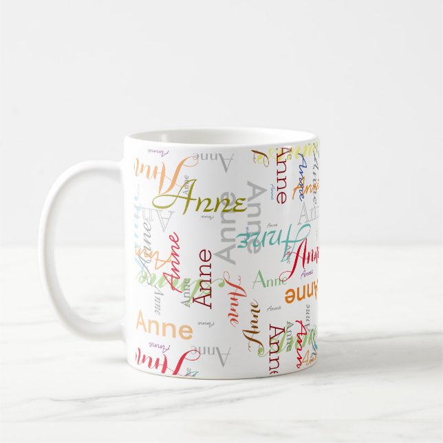 Mug Répéter le nom personnalisé sur l'ensemble de la M (Gauche)