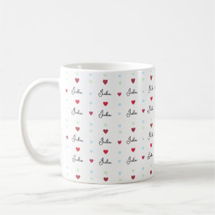 Mug Répétition du nom personnalisé Julia avec les coeu