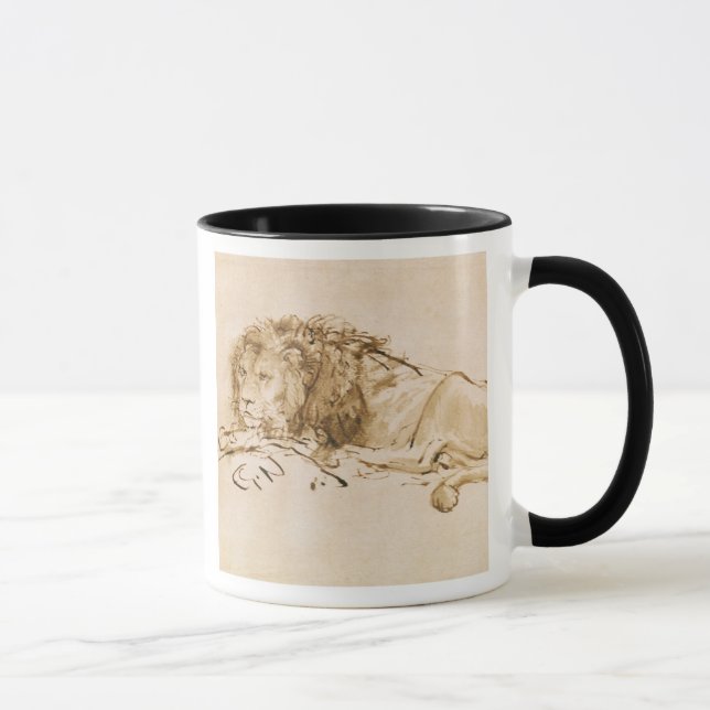 Mug Repos de lion (à l'encre sur le papier) (Droite)
