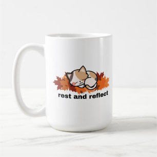 Mug repos & réflexion automne chat