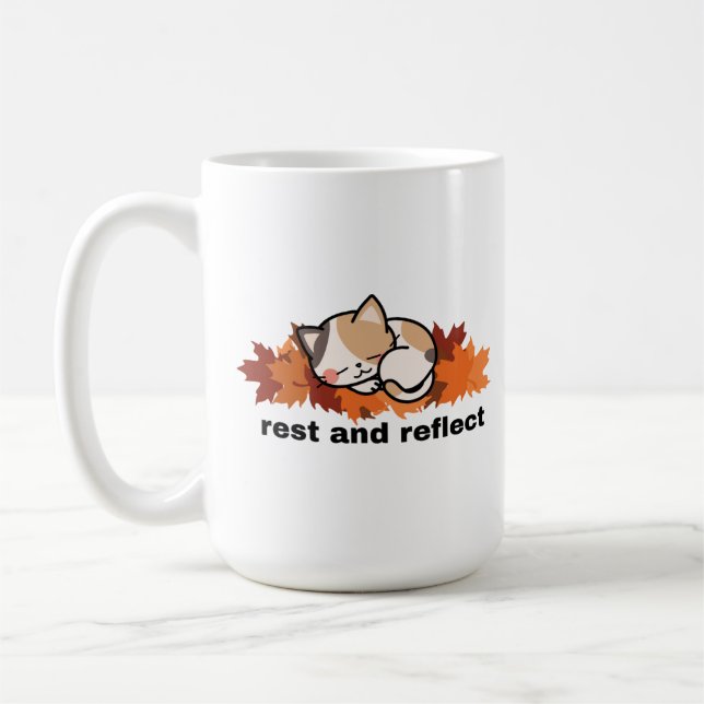 Mug repos & réflexion automne chat (Gauche)