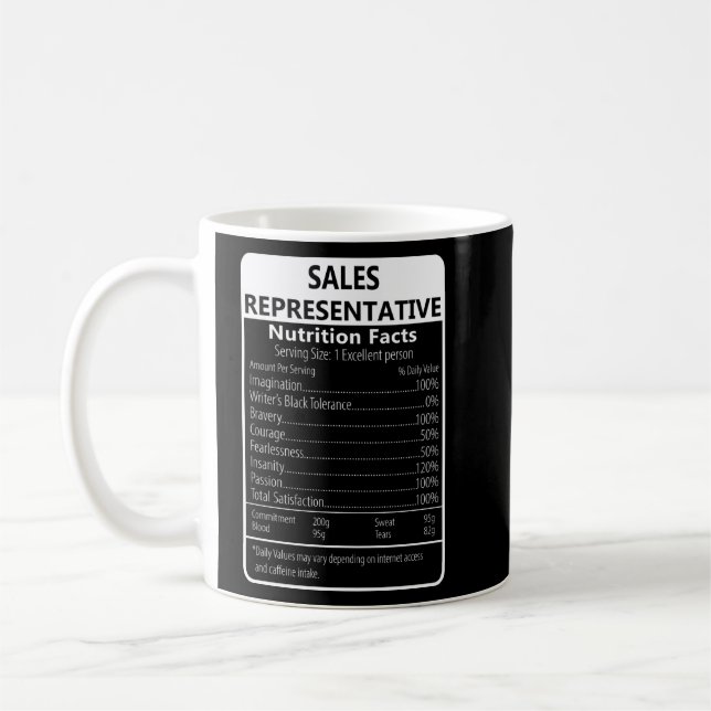 Mug Représentant commercial Nutrition Facts Sarcastiqu (Gauche)