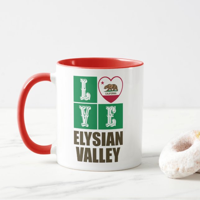 Mug République de Californie Drapeau Love Elysian Vall (Avec donut)