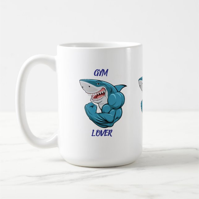 Mug Requin amateur de gym – Création drôle de requin d (Gauche)