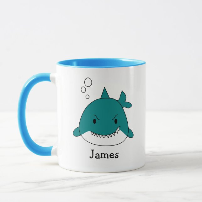 Mug Requin bleu amusant personnalisé (Gauche)