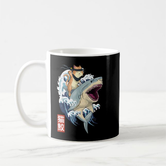 Mug requin chat japonais rétro Samurai Vintage Kanagaw (Gauche)