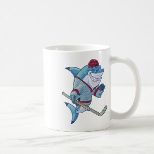 Mug Requin de hockey avec casque de bâton rondelle req