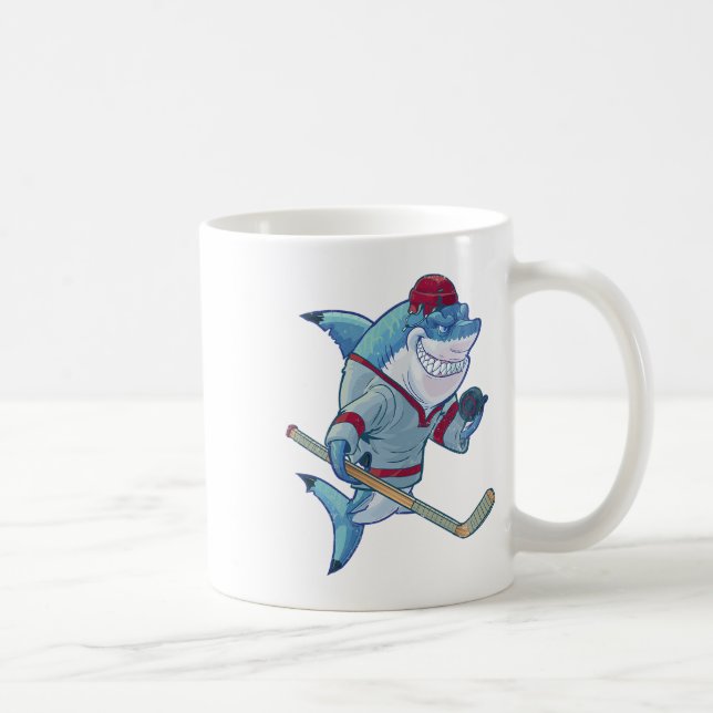 Mug Requin de hockey avec casque de bâton rondelle req (Droite)