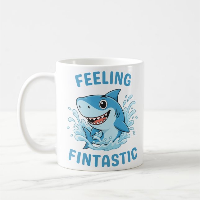 Mug Requin drôle qui se sent Fintastique (Gauche)