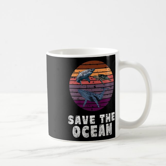 Mug Requin, Tortue de mer, Baleine, Protection De l'en (Droite)