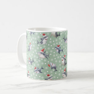 Mug Requins de Noël & flocons de neige sur fond vert c