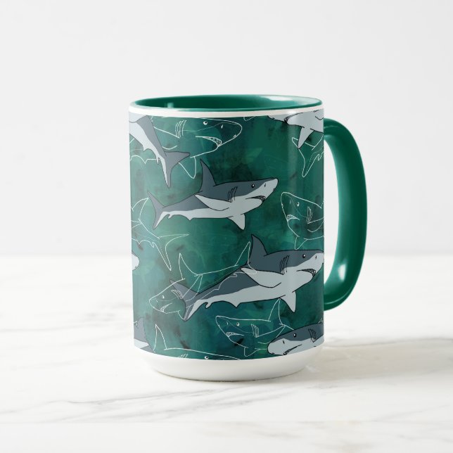 Mug Requins, marine, mer, poisson, prédateur, animal,  (Devant droit)