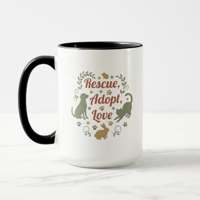 Mug Rescue, Adopt, Love (Gauche)