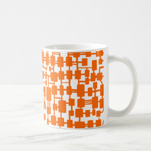 Mug Réseau Abstrait - Orange en blanc