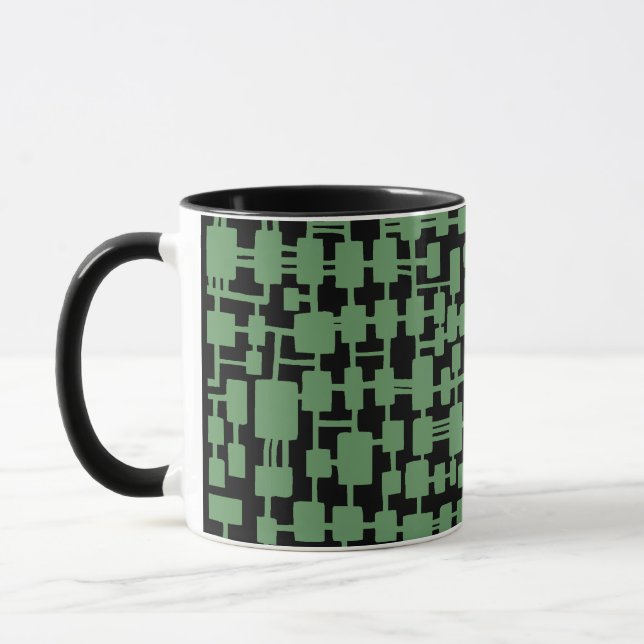 Mug Réseau Abstrait - Vert de l'armée sur noir (Gauche)