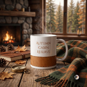 Mug Réserve de cabane d'automne Brun cuir faux rustiqu