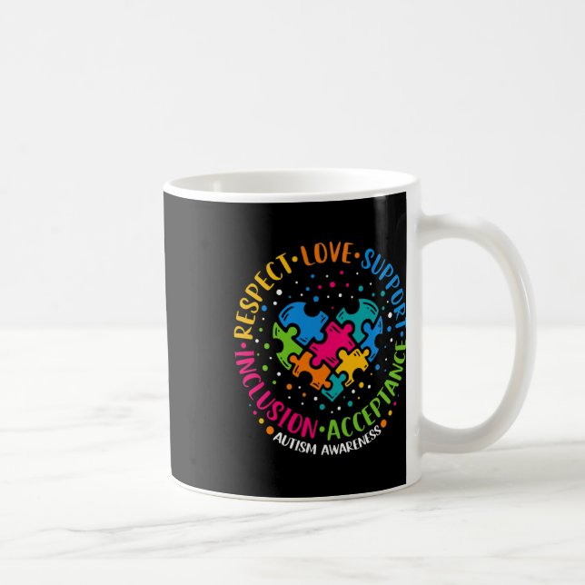 Mug Respect Amour Support Inclusion Coeur Puzzle Autis (Droite)