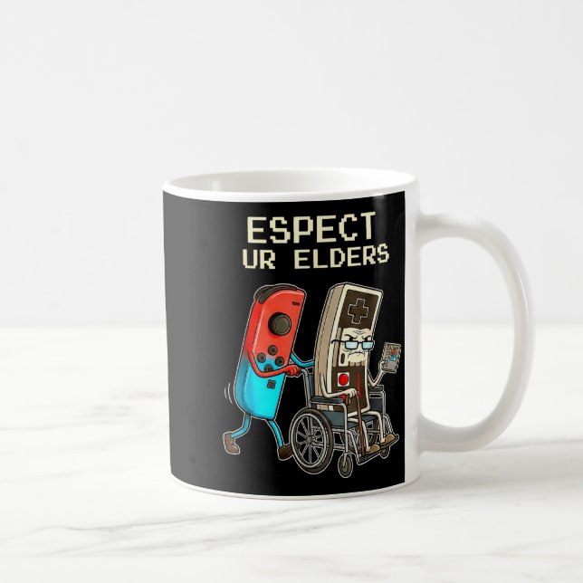 Mug Respect Ur Elders Retro Gaming Controller Funny  (Droite)